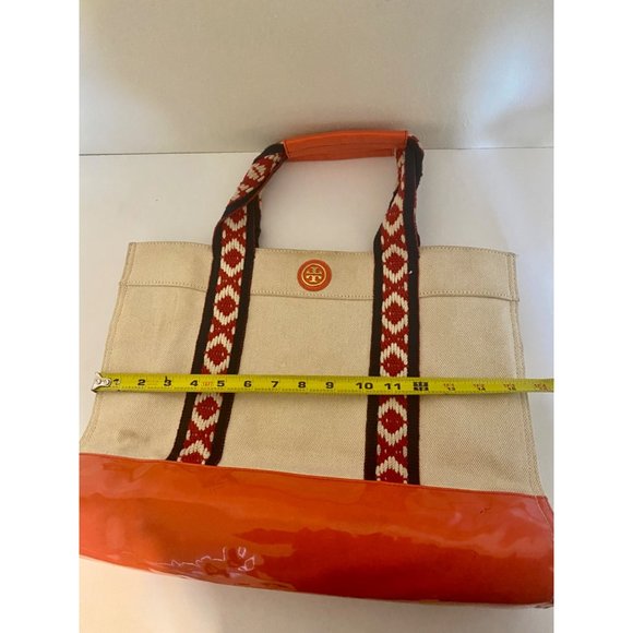 Tory Burch Patent Leather Canvas Tote Bag - Picture 15 of 16